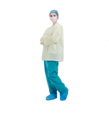 CE FDA Knit Cuffs Disposable Lab Coats GB15979-2002
