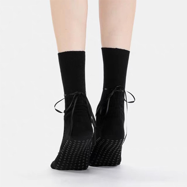 Straps Design Anti Slip With Open Instep Yoga Socks Women'S Pilates Crew Grip Socks