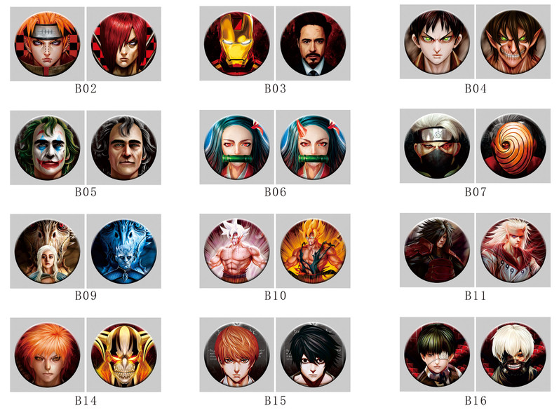 5.8*5.8*Cm 3D Lenticular Badge Anime ONE PIECE DBZ Naruto