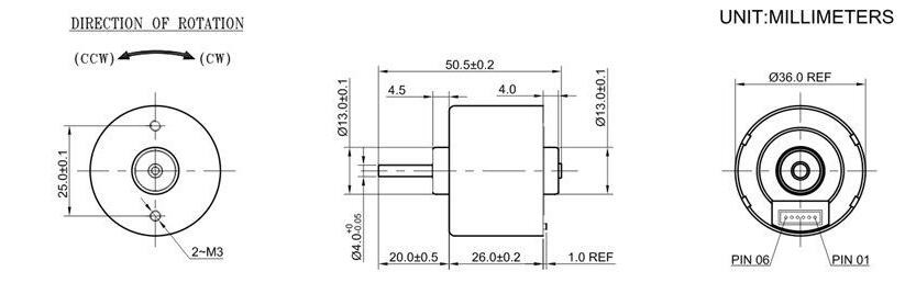 Small High Torque DC Motor 18 Volt 36mm Diameter With 35mm Body Length