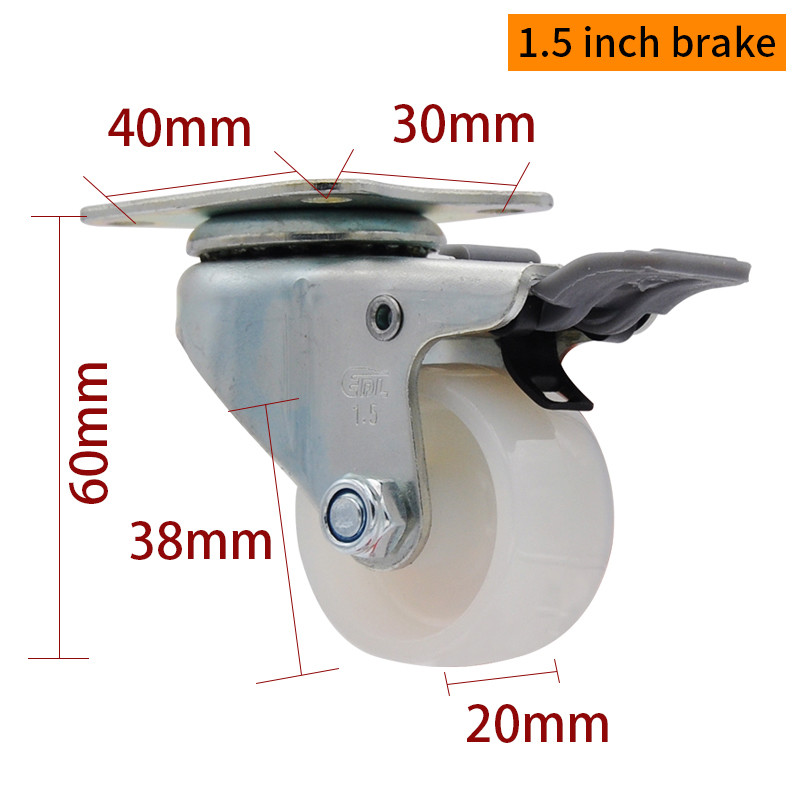 1.5 Inch Threaded Swivel Casters Small Caster Wheels With Brakes