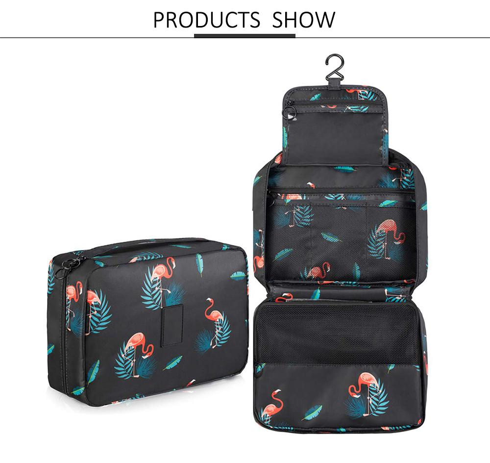 Flamingo Print Polyester Hanging Toiletry Travel Bag