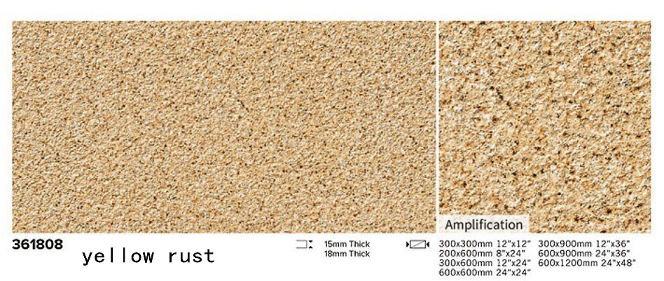 Waterproof 1200x600x15cm Red Yellow Full Body Porcelain Floor Paving Tile For Park