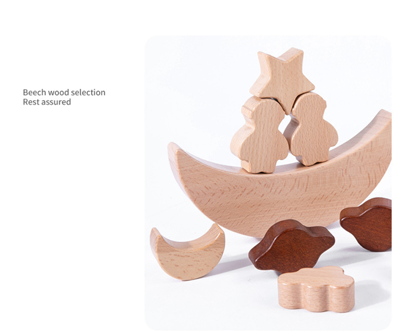 Montessori Children's Educational Toys Wooden Blocks Stars Moon Stacked Blocks Wooden Toy Diy Baby Balance Training Cons