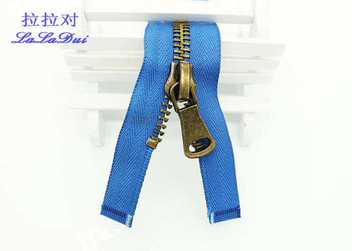 Double Top Stop Metal Separating Zipper 26 Inch Nickel Teeth High Polished Metal Zipper