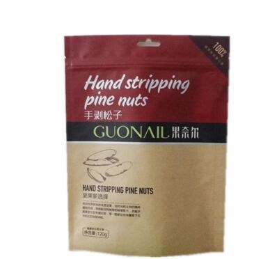 Printing standing up Resealable snack plastic brown kraft packaging paper bags with k