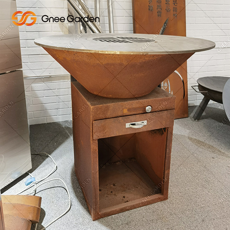 Family And Friends Corten Steel BBQ Steel Outdoor Rust Corten Steel Grill Brasero Barbecue Grill