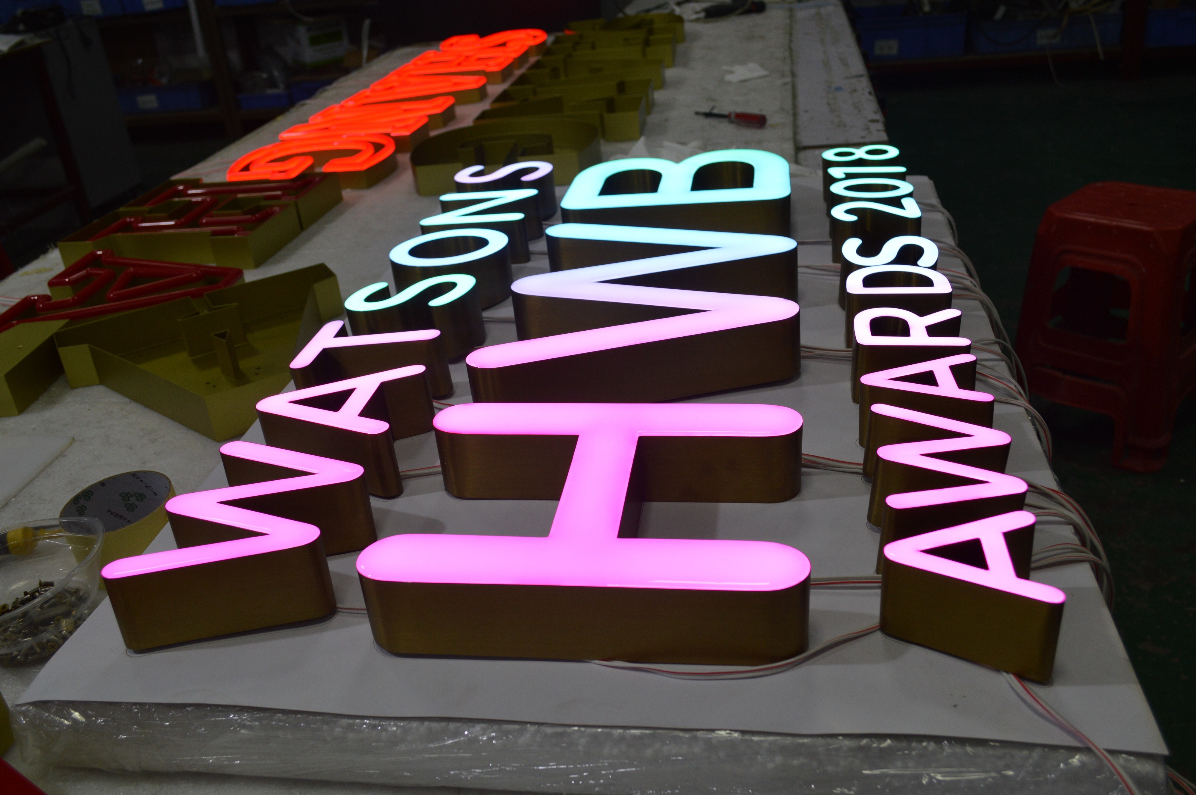 Stud Mounted Front Lit Channel Letter Sign Polycarbonate / Acrylic