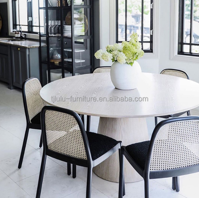 Mail Packing Durable Solid Wood Armless Rattan Dining Chair for Dining Room