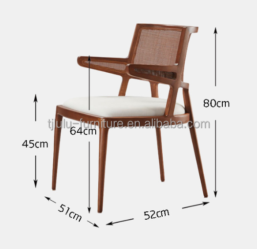 Dining Room Furniture Luxury Rattan Solid Wood PU Leather Seat Dining Chair For Restaurant with and OEM Service Accepted