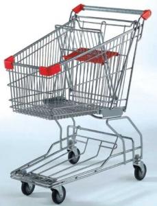 Quality Custom Rolling Shopping Basket Wire Cart On Wheels Metal Frame Asia Style for sale