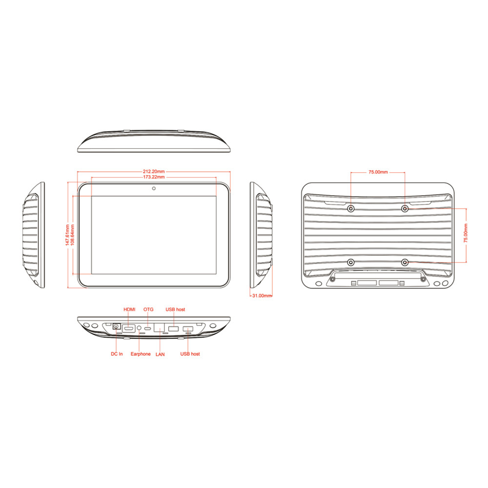 8.1 Inch IPS Touch 1280*800 Android Tablet Pos System Wall Mount