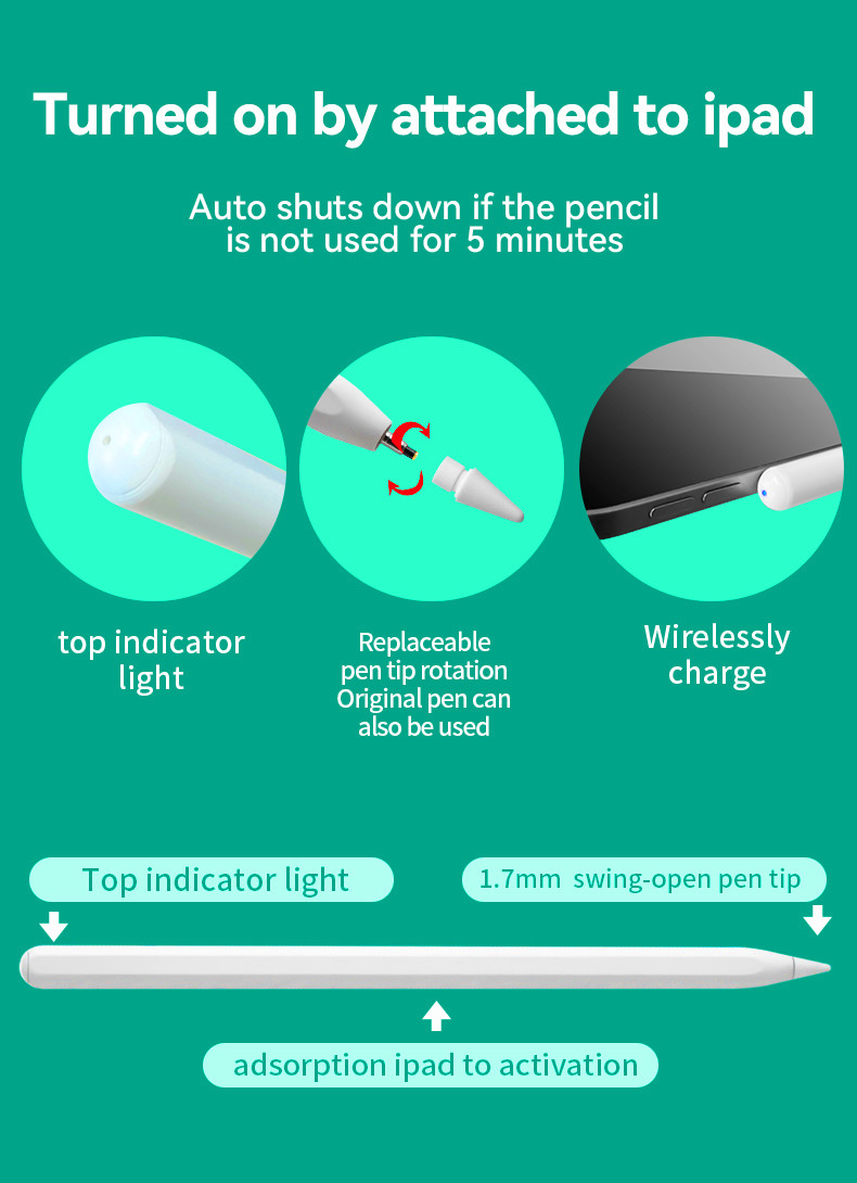 Aluminum Stylus Pencil for iPad Standard Size No Battery