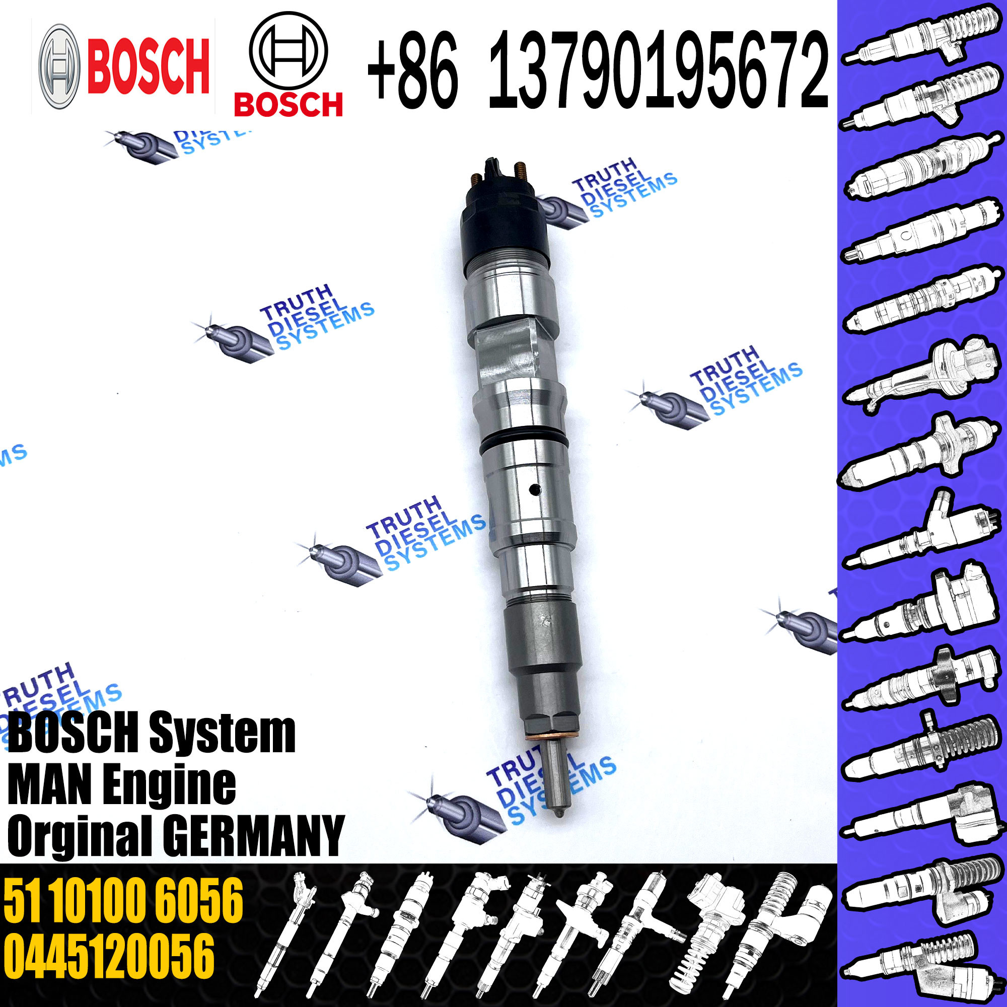 High Quality Diesel Common Rail Fuel Injector 0445120056 0 445 120 056 51101006056 For MAN D2848LE423