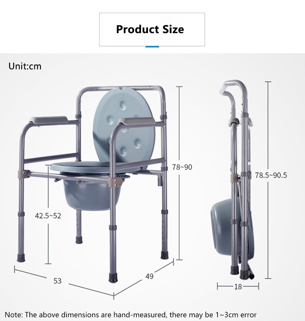 Height Adjustable Hospital Bathroom Folding Steel Toilet Chair Shower Seat