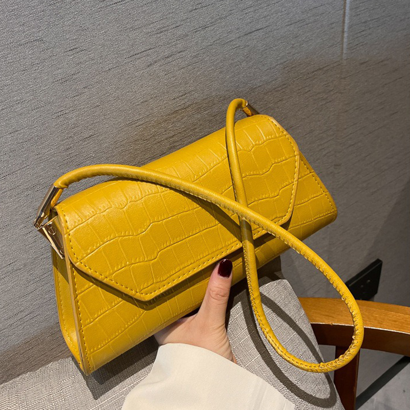 Vintage Fashionable Small Square Bag Design Trendy Simple Underarm Pu Leather Handbag