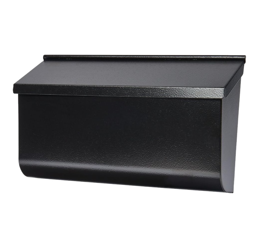 Black Outdoor Horizontal Style Metal Mailbox for Townhouse Rustproof 0.8mm Thickness