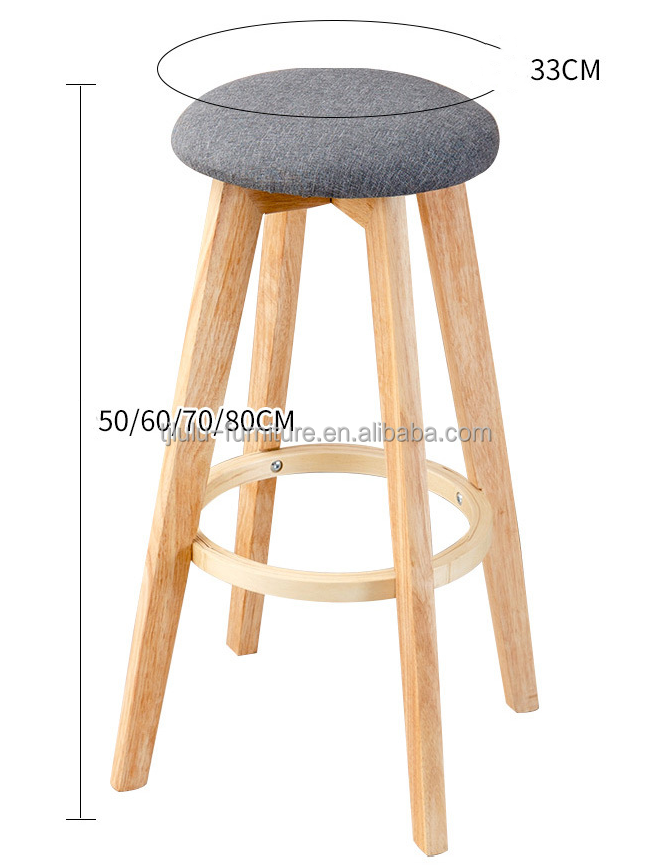 Commercial Furniture Modern Design Solid Wood Bar Stool High Chair for Bar