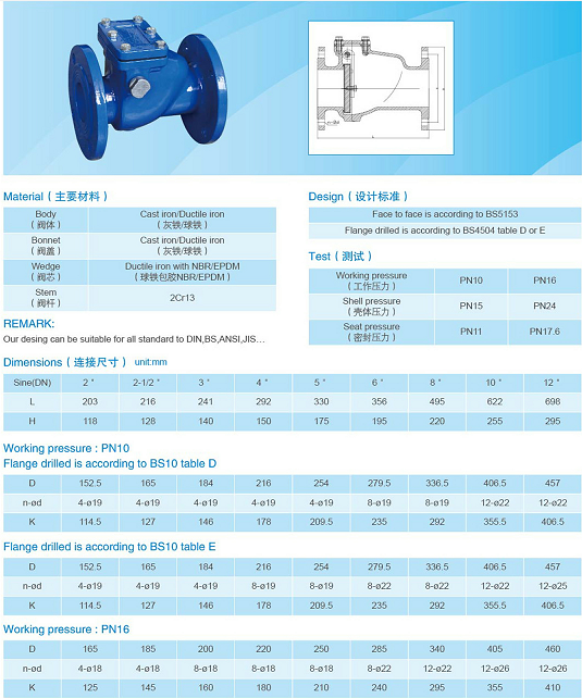 Swing Type Ductile Cast Iron Check Valve BS Standard BS5153