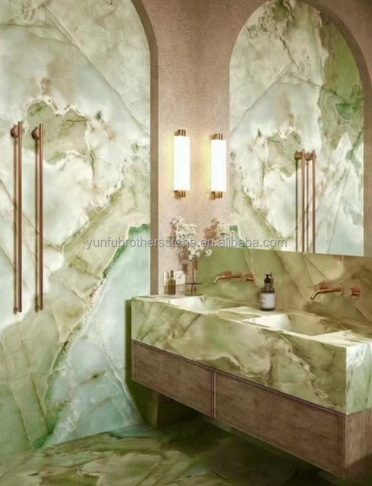 Exquisite Sapphire Green Onyx Marble Jade Stone Slab for Living Room Dining Bedroom