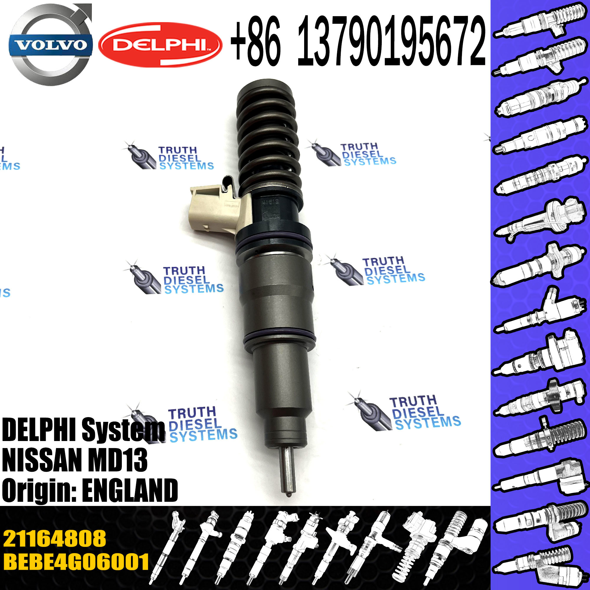 21164808 BEBE4G06001 original Diesel Fuel Injector 21164808 BEBE4G06001 E3.4 for NIS-SAN MD13