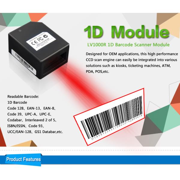 Kiosk CCD 1D Barcode Scanner Module 265 LUX Light Intensity With Serial / USB Version