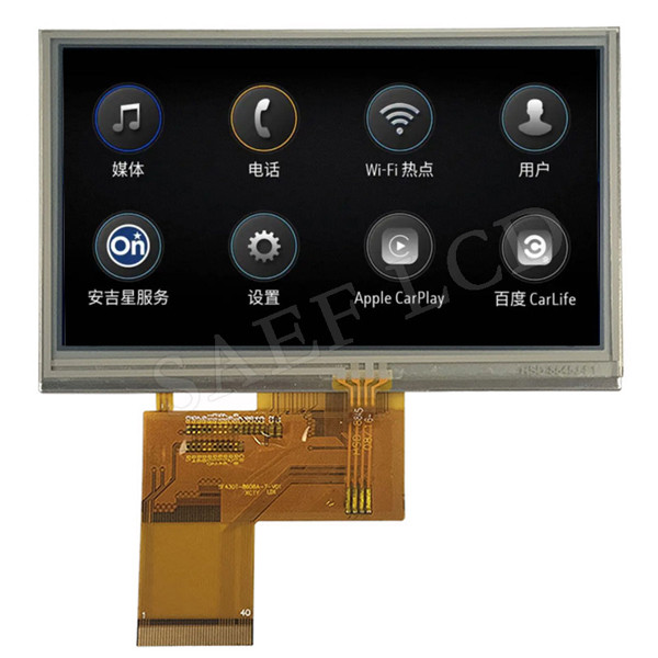 480x272 LCD TFT 4.3 Inch 40 PINS IPS Full Viewing Angle RGB Interface