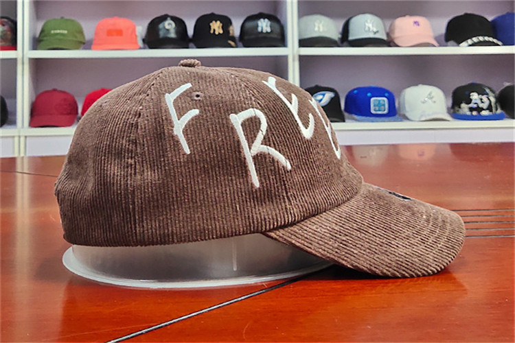 ACE Corduroy Soft Fabric Creative Flat Embroidery Logo Custom Baseball Long Curve Brim Cap