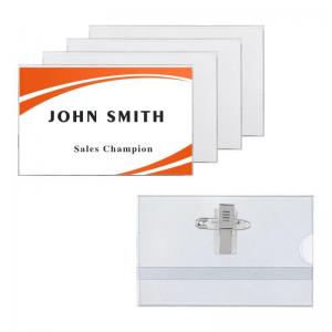 Quality 3.5*2.15'' Security ID Card Holders With Clip  PVC Name Badge Holder Waterproof for sale