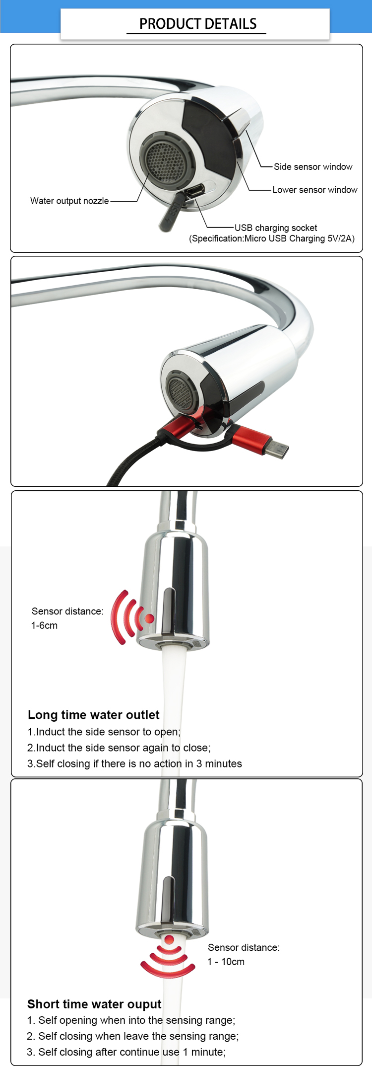 Kitchen 35mm Cartridge Polished Infrared Sensor Water Faucet