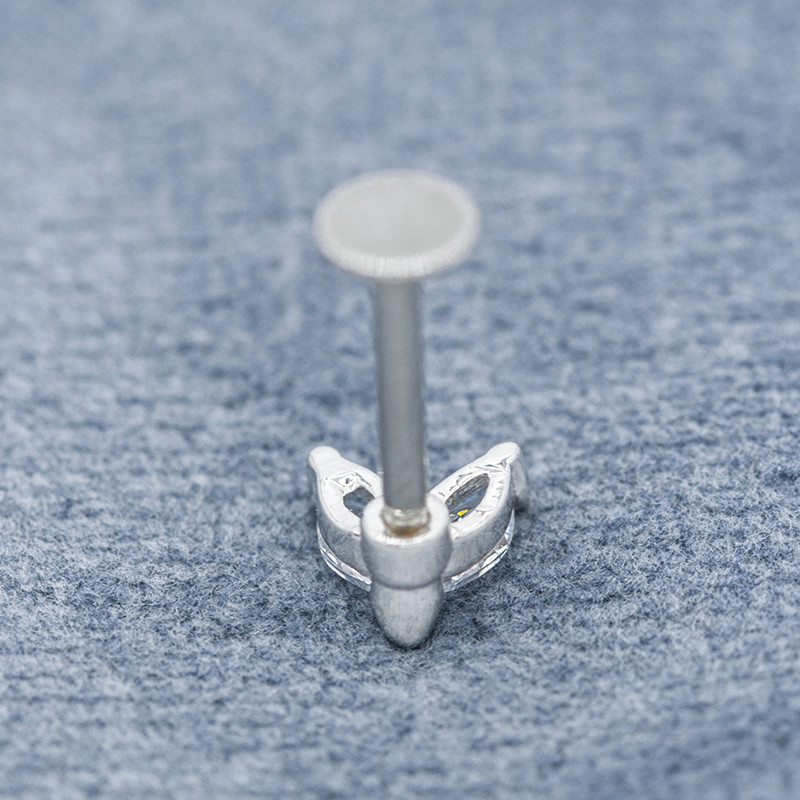 Clear Marquise Zircon Stones 16 Gauge Labret Piercing 316 Stainless Steel