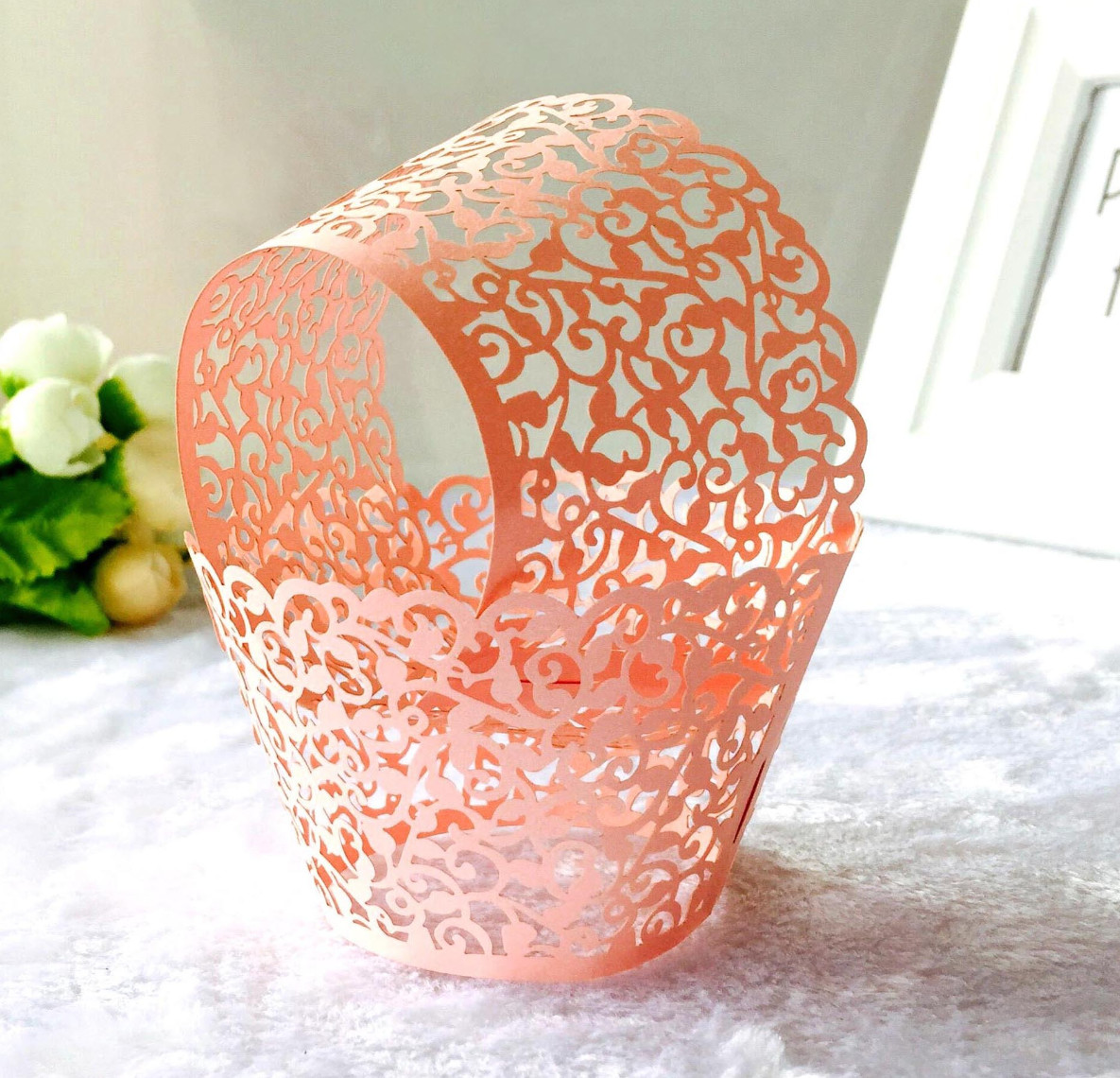 Mini Size Decorative Cupcake Wrappers Pink Color For Party / Weddings
