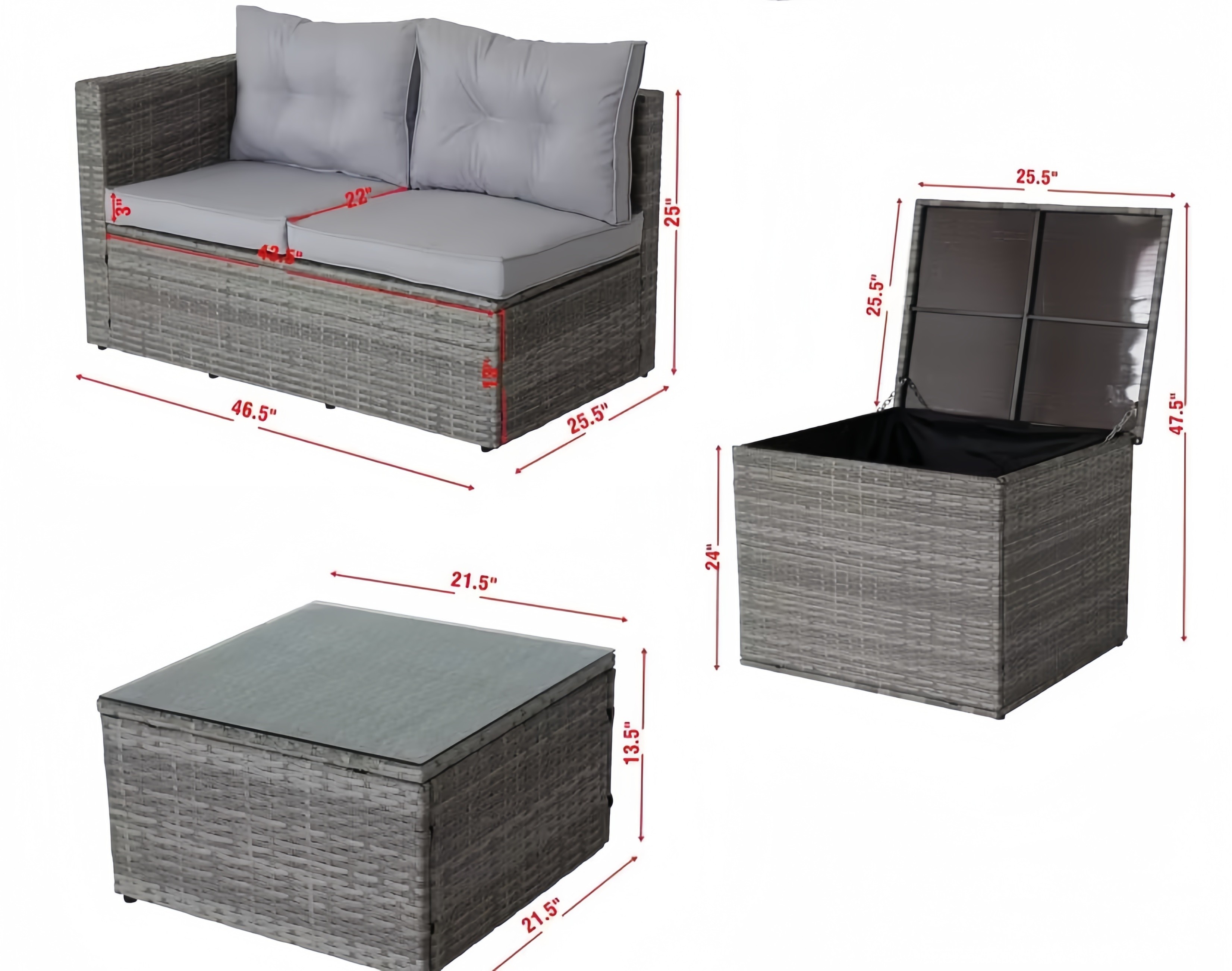 L Shape Pe Rattan Sofa Conversation Sectional Sofa Storage Box Backyard Porch Poolside