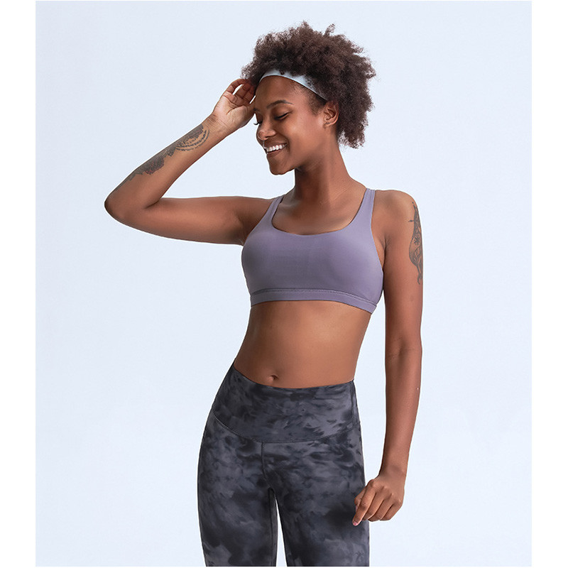 Naked Feeling Breathable Women Sports Bra Cross Back With Removable Pad