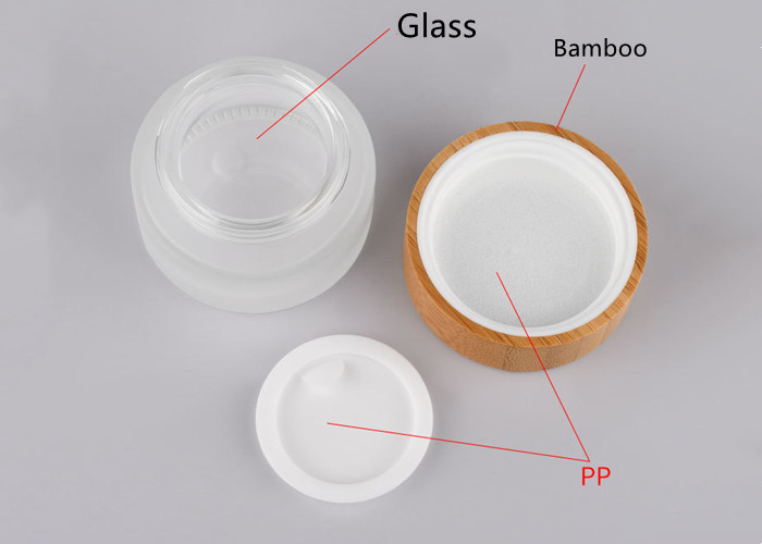 Empty 1oz 5g 10g 15g 20g 50g 100g 30g Eye Cream Frosted Cosmetic Glass Jar with Bamboo Wood Cap Lid