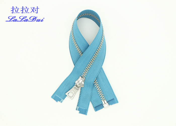 Customized 22 Inch Heavy Duty Separating Zippers , Multi Color Tape Long Coat Zippers