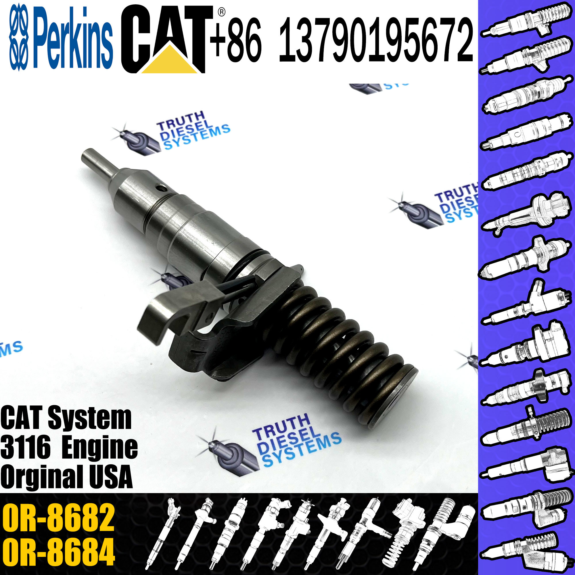 Common rail injector 127-8205 New common rail injector 0R-8682 for Caterpillar_ CAT_ 3116_ 3114 diesel injector