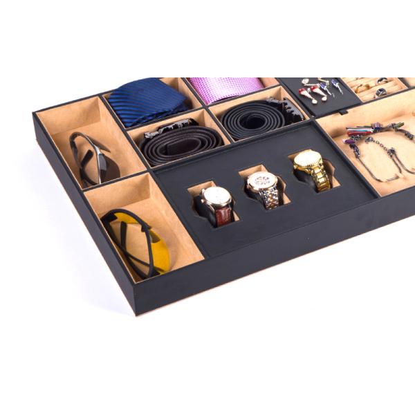 Custom Size PU Leather Jewelry Storage Drawer Inserts With 18 Compartments