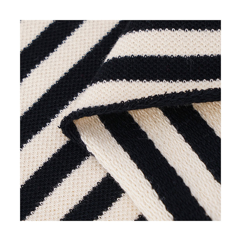 Custom Striped Cotton Fabric Breathable French Terry Pique Texture