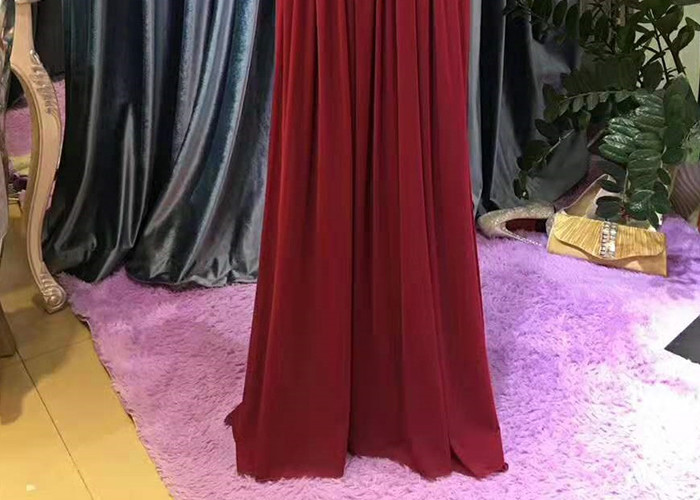 Maroon A Line Lace Prom Dress Sleeveless Top Lace Heavy Beading Sweep Train