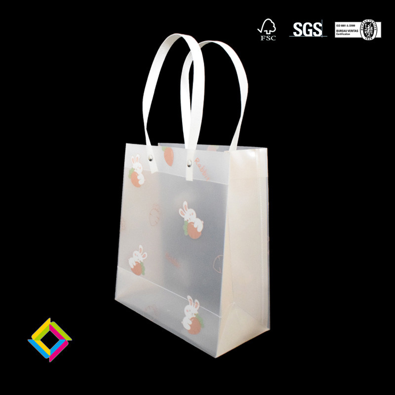 Matte Frosted PP Bags Handle Thick Translucent PP Clear Plastic Gift Waterproof Packaging Portable Shopping Pocket