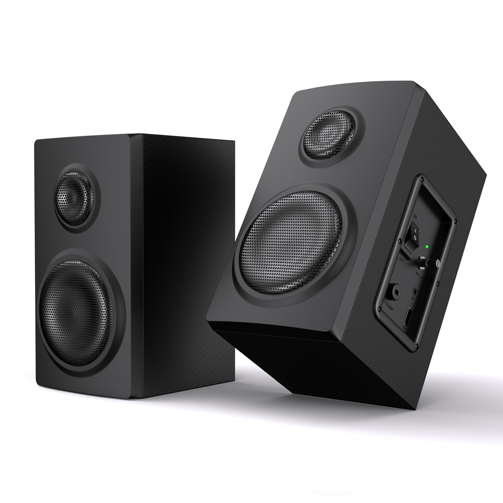 AC Powered Bookshelf Speaker Dual Audio Input Wired Home Bluetooth Speaker for Active Mini