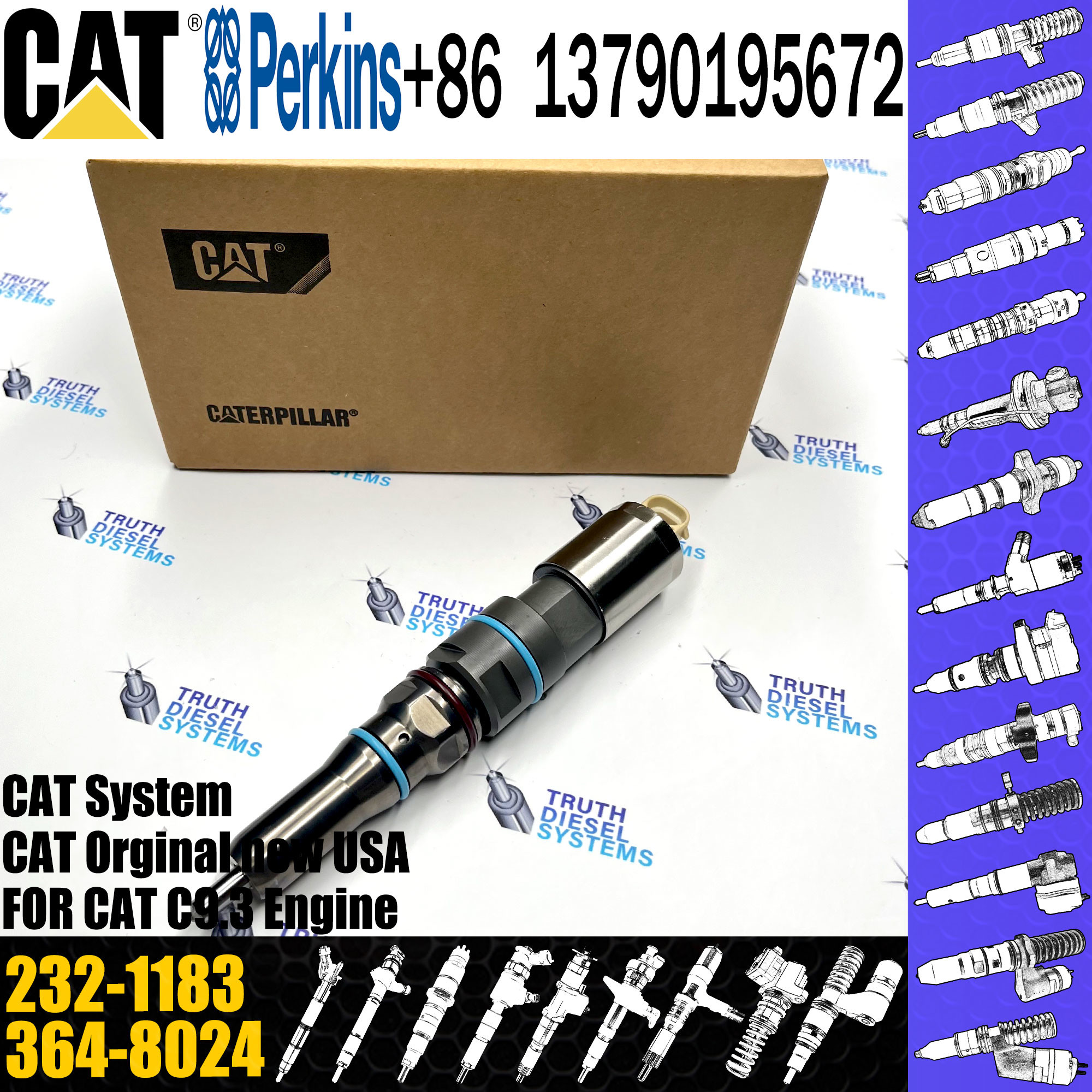 common rail diesel fuel injector 155-1819 324-5467 232-1183 364-8024 for CAT C9.3 Excavator engine