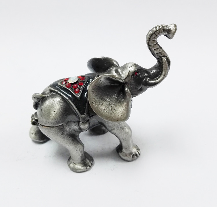 Elephant Metal Crystal Rhinestone Jewelry Box Elephant Trinket Boxes