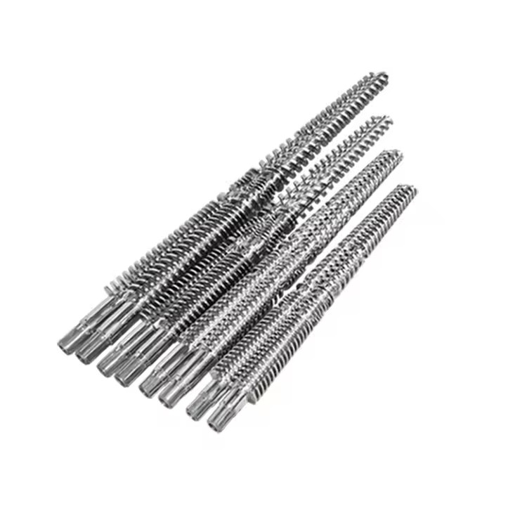 Plastic Extruder Conic Twin Screw And Barrel / Bi-metal Screw And Barrel For Double Twin Screw Extruders