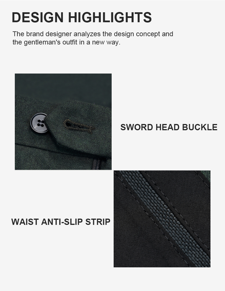 Black Blue Fabric Zipper Work Pants Trousers for Men 70% Wool Stretchable Cotton Spandex