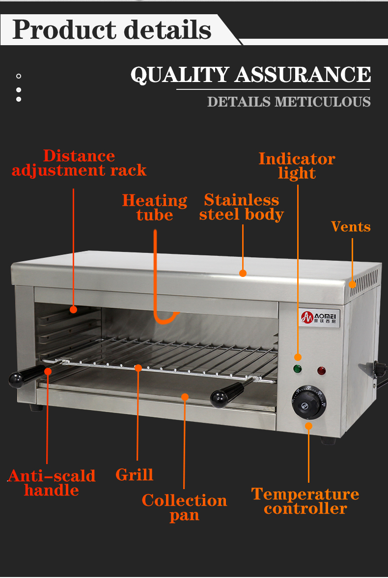 220V Voltage Electric Heating Surface Stove Sandwich Salamander Machine for Baking