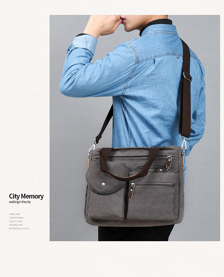 Washable Mens Canvas Briefcase Laptop Bag For 11.6 / 14 Inch Notebook Computer