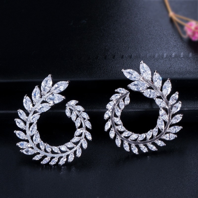 Fashion CZ Necklace Pendant Bridesmaid Gift CZ Crystal Necklace and Earring Sets Big Wedding Jewelry Sets
