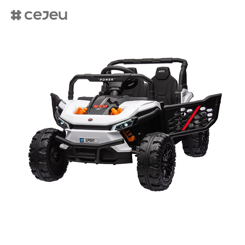 CJ-015 12V 2 Seater Kids Ride on UTV Car, 4.5AH Electric Vehicle Truck Car with 2x550W Motor，Black/Dark green/Orange
